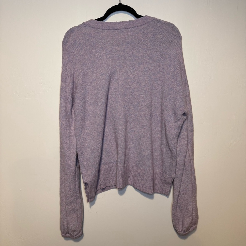 MADEWELL Payton Pullover Sweater in Coziest Yarn Heather Lilac Size Large Wool - Picture 7 of 9